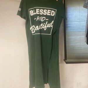 Green 'Blessed and Beautiful' T-Shirt Dress